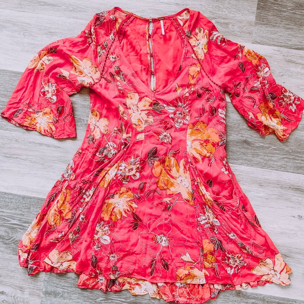 Free People Red Floral Tunic